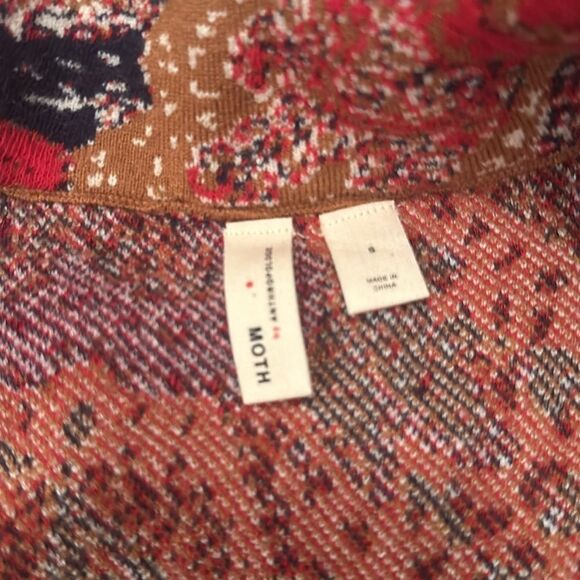 Moth Anthropologie Intarsia Paisley Boho Blazer Jacket Size Small - Picture 5 of 6